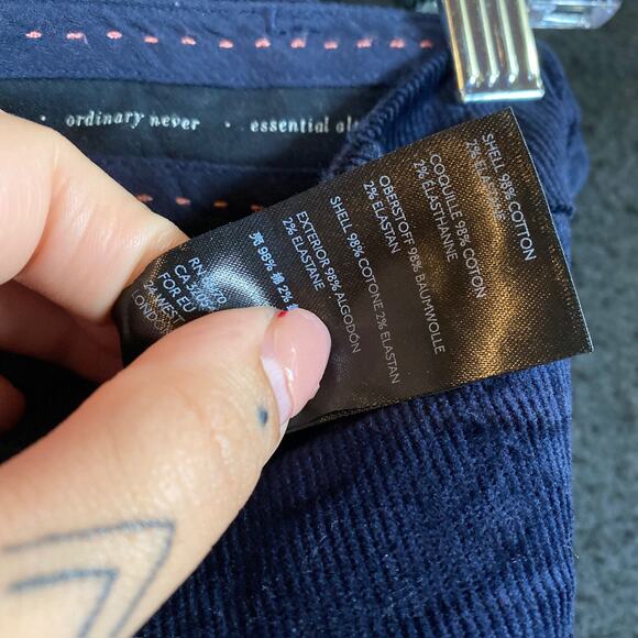 Anthropologie Womens Pants Blue Corduroy The Essential Slim Cropped Ankle 10 - Picture 6 of 12